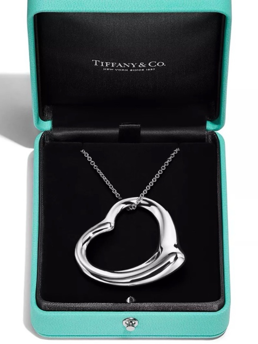 Tiffany & Co. LARGE Open Heart Pendant Necklace Sterling Silver with COA